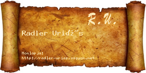 Radler Uriás névjegykártya